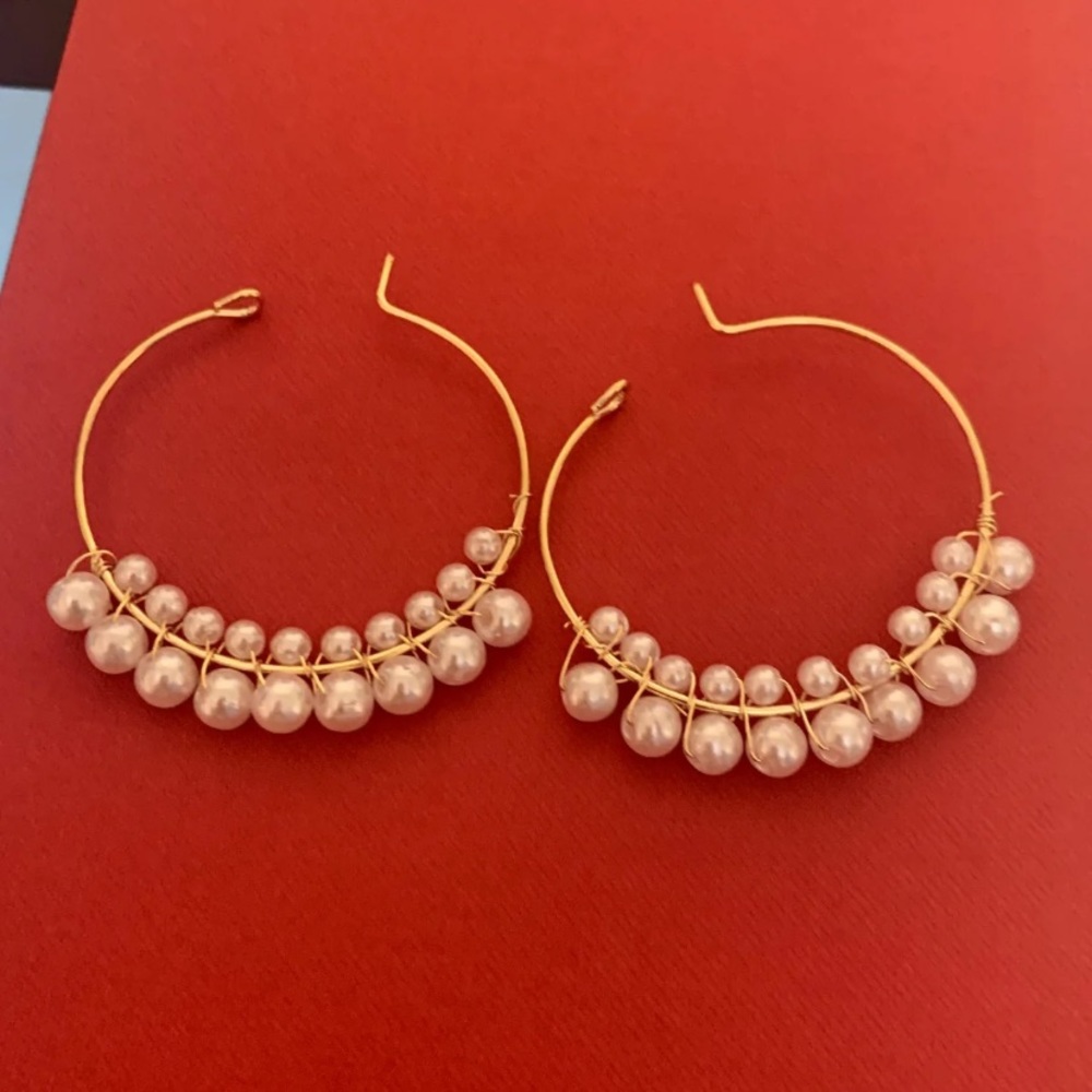 Pearl hoop earrings
